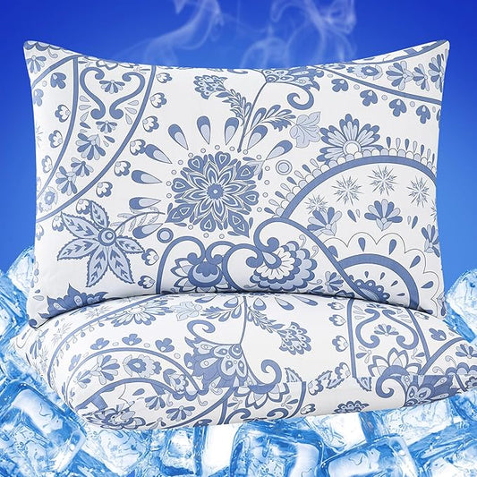 Cooling Pillow Cases for Hot Sleepers - Double Side Arc-Chill Q-Max>0.5 Cooling Fiber Cool Pillow Cases 2 Pack - Breathable Soft Cold Pillow Cases with Hidden Zipper (20" x 26")