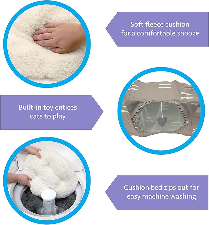 Kitty City Large Cat Tunnel Bed, Cat Bed, Pop Up Bed, Cat Toys, Brown