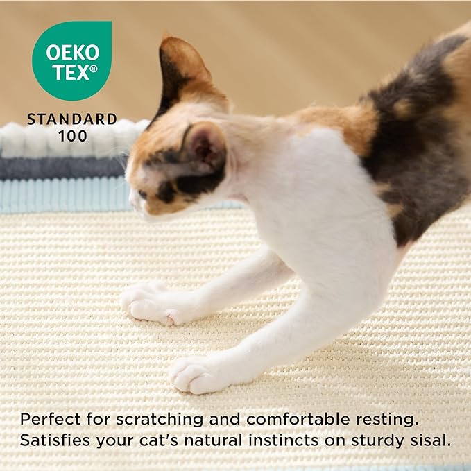 Bedsure Cute Cat House for Indoor Cats - Extra Wide Cat Scratch House with Large Top Sisal Scratch Pad for Multiple Cats, Foldable Kitty Cave Hideaway for Entertainment, 23.6x15.9x12.6inches, Blue