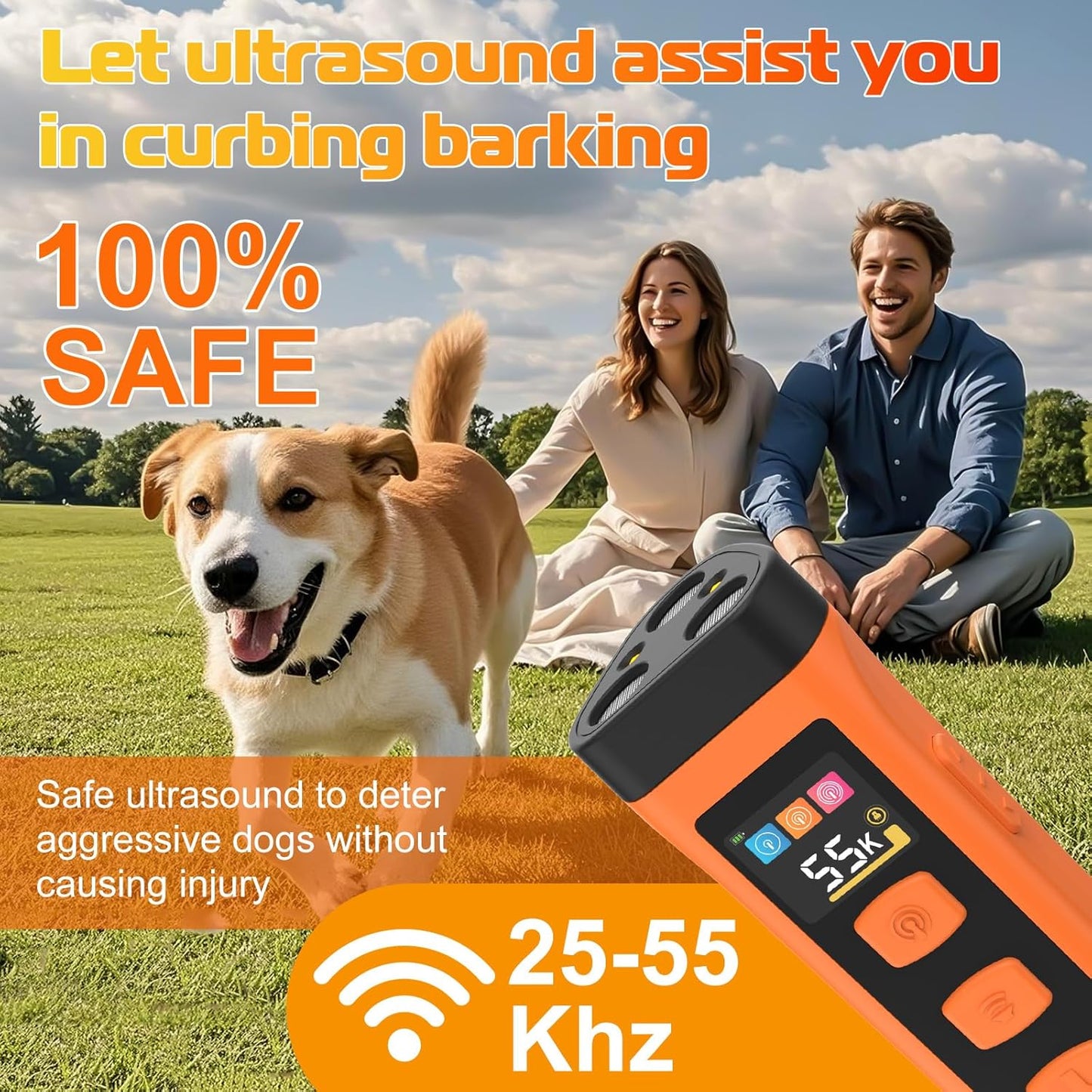 Dog Bark Deterrent Device, 2025 Anti Barking Device for Dogs 65FT Far Ultrasound Dog Bark Deterrent, Humane Alternative to Training Collars, Works Indoors & Outdoors - Stubborn Barking Solution