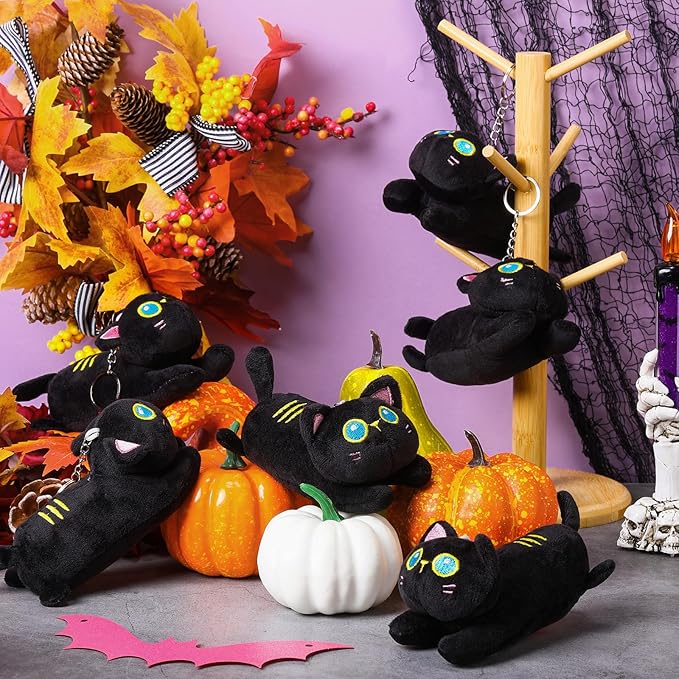 Zomiboo 9 Pcs Cat Stuffed Animals Bulk Mini Plush Cat Pig Stuffed Kitten Soft Doll Piggy Plush Toys Ornament for DIY Keychain Halloween Classroom School Pet Animals Party Favors(Lively Style)