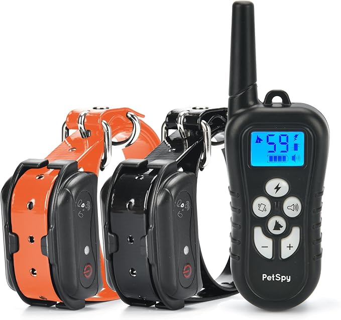PetSpy M919 Dog Training Shock Collar, 1000 Yards, Medium to Large Dogs, with Vibration, Electric Shock and Beep, Waterproof, Remote Trainer (Two Dogs)