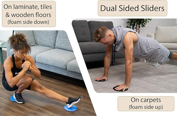 InnerFit Core Sliders for Working Out - Set of 2 Dual Sided Exercise Sliders Fitness Discs - Durable Strength Slides Suitable for Carpets and Hardwood Floors