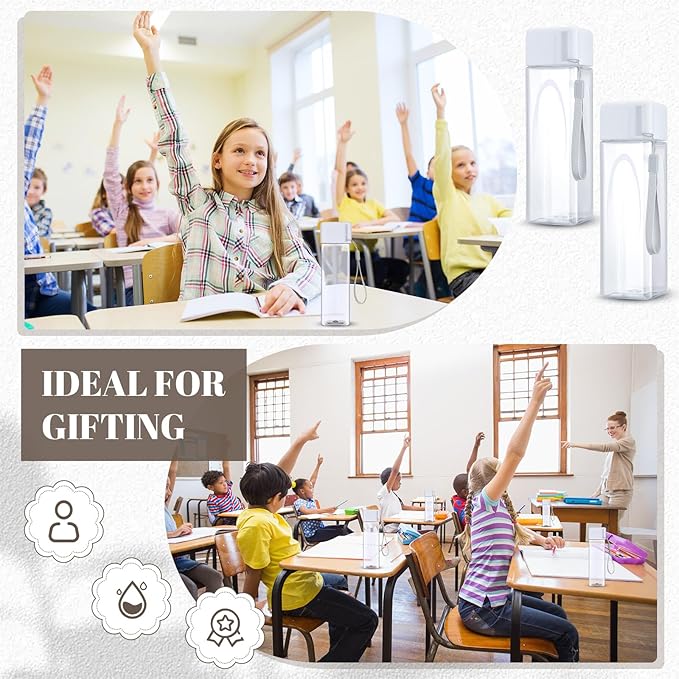 Mifoci 30 Pcs Water Bottle Bulk 17 oz Plastic Sports Water Bottles for Adults Reusable Leak Proof Portable Drink Bottles Large for Travel Camping Fitness Office(White)