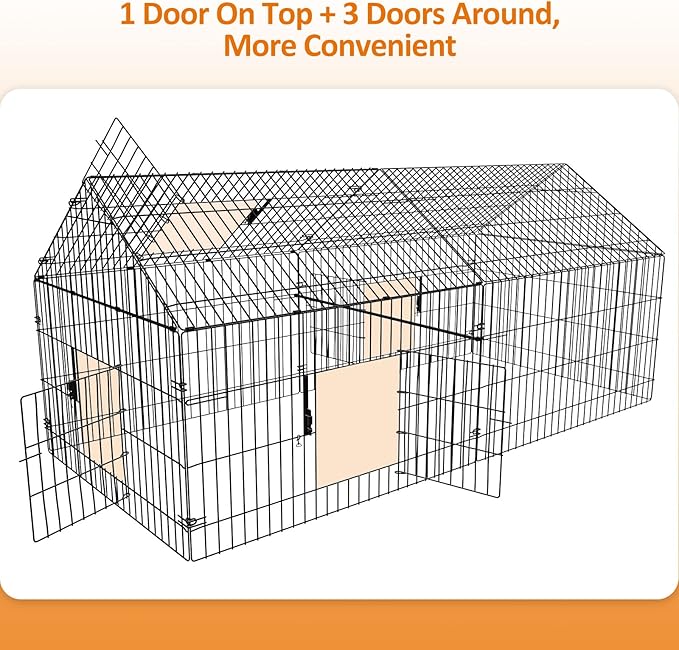 INJOPEXI Metal Chicken Coop 86"×40"×39" Chicken Runs for Yard with Cover Chicken Playpen Enclosure Chicken Pen Kennel Duck CoopCage for Outdoor Backyard Farm Rabbit Small Animal Dog Poultry Cat Hutch