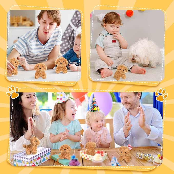 Sumind 9 Pcs 4 5 Mini Plush Stuffed Puppy Dog Party Favor Small Dog Stuffed Animal Bulk Soft Toy Doll Cute for Kids Gift Graduation Stocking Stuffers Baby Shower Birthday(Long Plush Puppy)