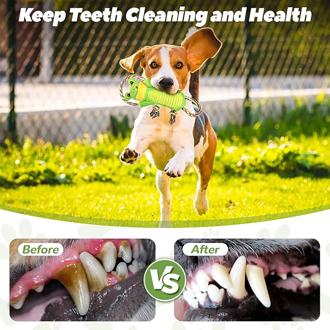 Plush Dog Toy with Crinkle Paper and Ropes - Small Interactive Puppy Toys for Medium to Large Dogs