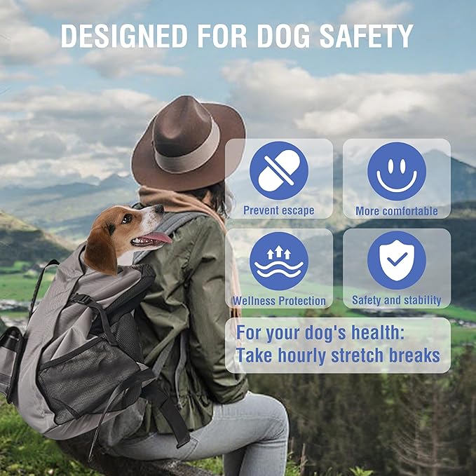Dog Backpack for Small & Medium Dogs - Adjustable Pet Carrier for Travel & Hiking, Hands-Free Puppy Backpack with Storage Pockets, Breathable Mesh