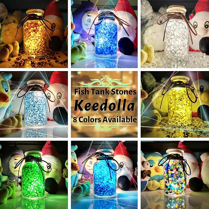 Keedolla Decorative Fish Tank Pebbles Marbles 0.93LB, Sea Glass Stones Beards Pebbles Gravel Rock for Fish Tank, Garden and Vase Fillers - Light Yellow