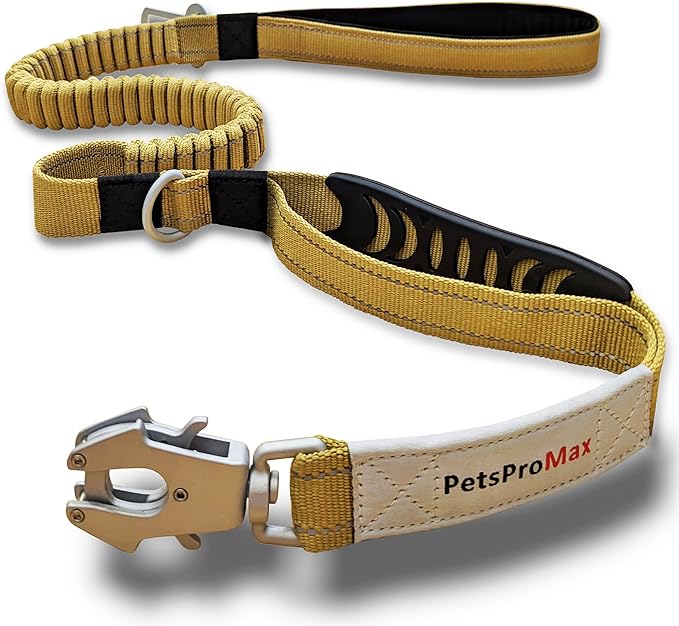 Tactical Dog Harness with Tactical Dog Leash (2 in 1 Bundle); Military Style Tactical Dog Vest Harnesses Metal Buckle and Bungee Dog Leash with Car Seat Buckle - Brown (XL)