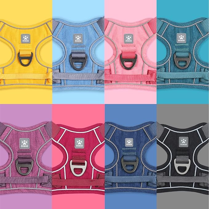 Pawaii No Pull Dog Harness with Pet ID Tag,Reflective Strips No Choke Front O Ring Breathable Mesh Adjustable Soft Padded Pet Vest with Easy Control Handle for Small Dogs
