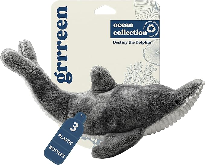 Dog Toys | Plush Toy Dolphin Stuffed Animal for Dogs | Medium Eco Friendly Toy - Easy to Clean and Made from Non Toxic Materials