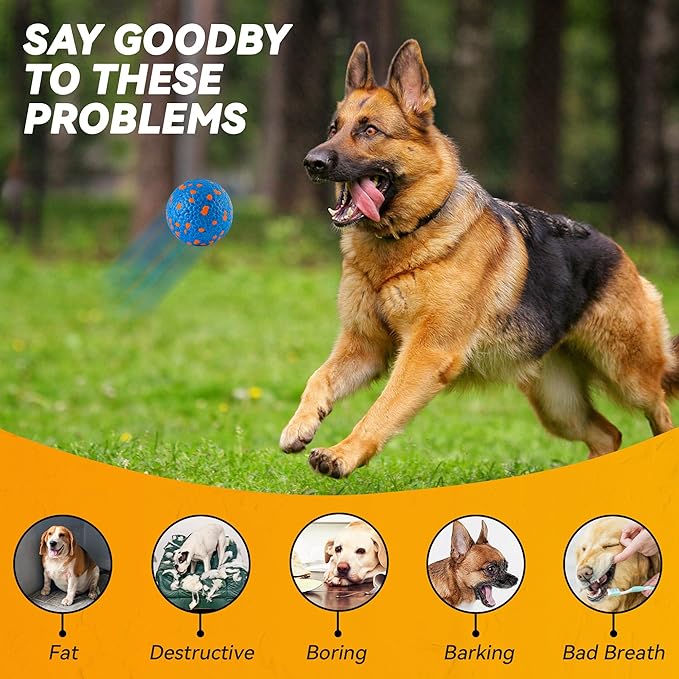 4Pcs Dog Balls, Tennis Balls for Dog Aggressive Chewers, for Large Medium Small Puppy, Training Catch&Fetch, Water Floats Toys, Blue