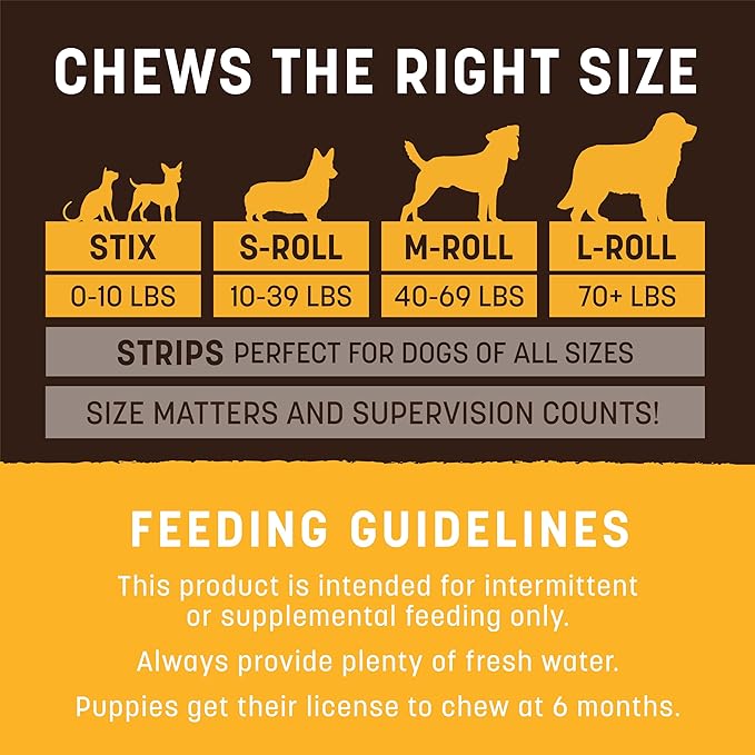 Earth Animal No-Hide Rolls Peanut Butter Recipe Medium Natural Rawhide Alternative Dog Chews - 3 Count Value Pack