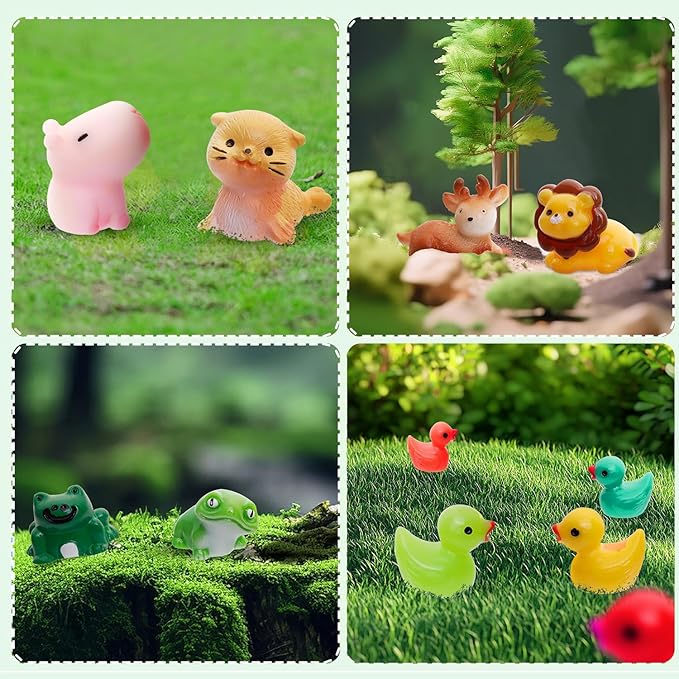 80 Pcs Mini Resin Animals 80 Styles Resin Animals Figurines Bulk for Fairy Garden Miniature Dollhouse Accessories Hide Crafts Decor