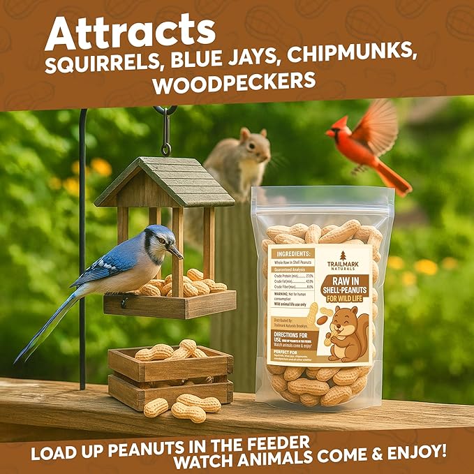 8 LB - Raw Peanuts For Squirrels, Raw In Shell Peanuts For Birds and Wildlife- Squirrel Food, Wild Bird Seed - Grown in The USA