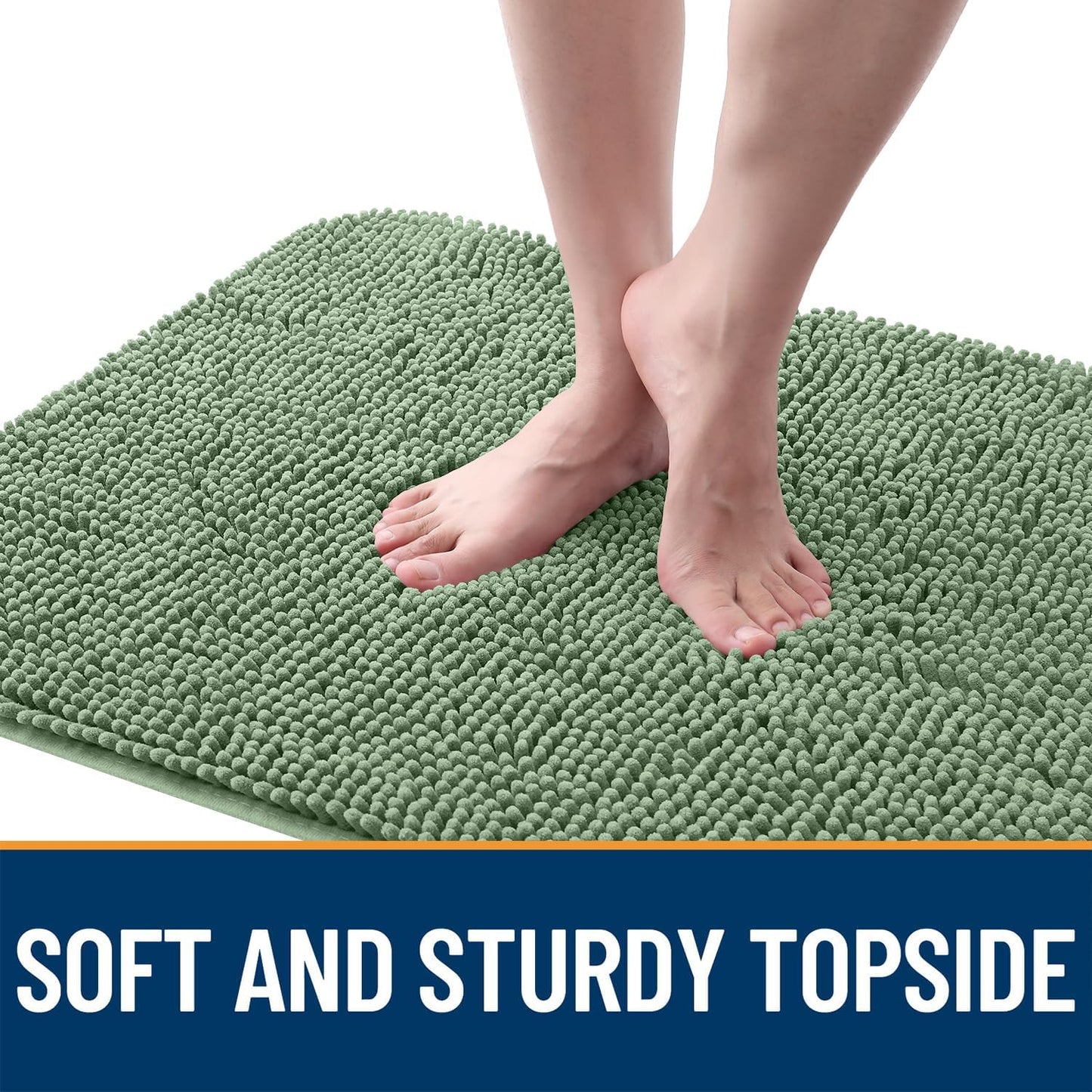 OLANLY Dog Door Mat for Muddy Paws 59x24, Absorbs Moisture and Dirt, Absorbent Non-Slip Washable Doormat, Quick Dry Chenille Mud Mat, Entry Indoor Entryway Carpet for Inside Floor, Olive Green