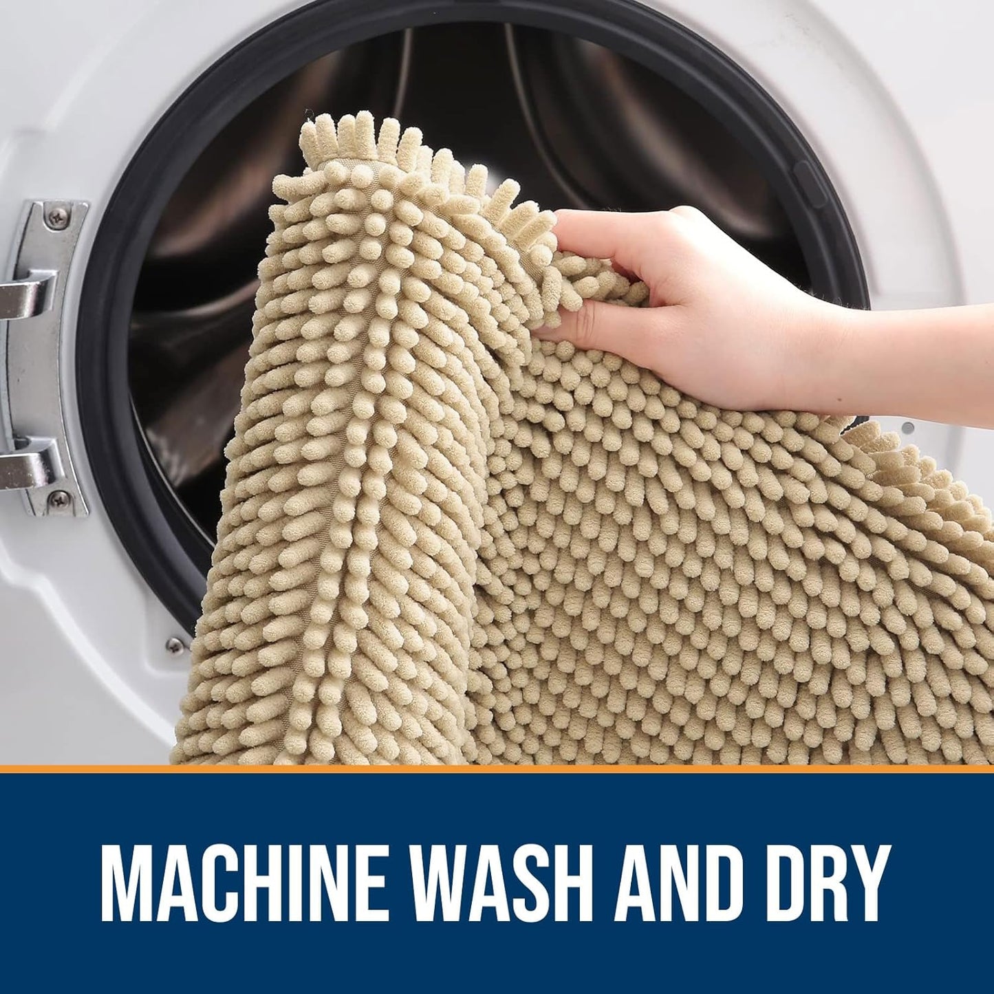 OLANLY Dog Door Mat for Muddy Paws 24x16, Absorbs Moisture and Dirt, Absorbent Non-Slip Washable Doormat, Quick Dry Chenille Mud Mat for Dogs, Entry Indoor Entryway Carpet for Inside Floor, Beige