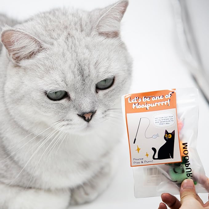 Cat Wand Attachment Toys, 5 PCS Fly Bugs Refills with Bells for Cat Teaser, Chase and Exercise Toys for Indoor Cats and Kittens Enrichment (No Wand Toy)