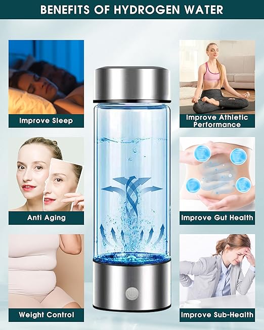 Hydrogen Water Bottle,Portable Hydrogen Water Bottle Generator, 3 Min Improve Water Quality, Rechargeable, Suitable for Daily Use and Travel,