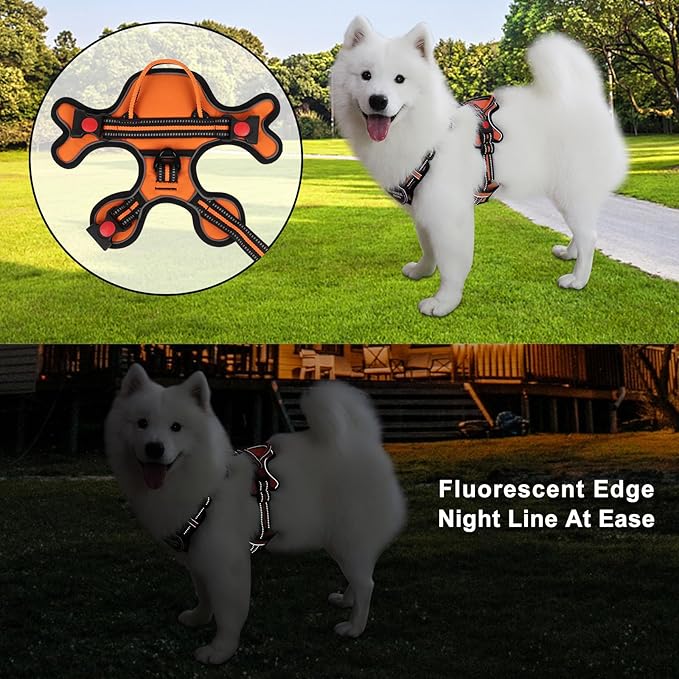 Dog Harness, Adjustable Reflective Dog Vest No Pull Dog Harness with Badge and Bow Tie for Puppy Small Medium Large Dogs