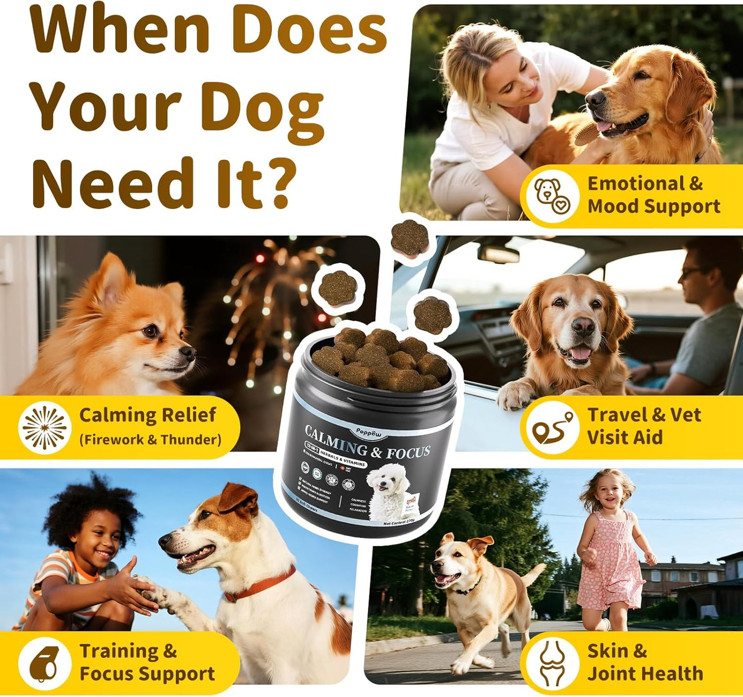 Calming Chews for Dogs – 12-in-1 Dog Calming Treats with Herbal & Vitamins, Relaxation, Focus & Behavior Support for Anxiety, Separation, Barking, Travel, Stress, Upgraded Bacon Flavor, 90 Ct