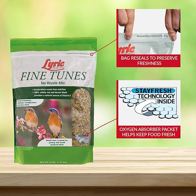 Lyric Fine Tunes Wild Bird Seed - No Waste Bird Food Mix - Attracts Colorful Wild Birds - Perfect for Your Backyard Feeders - 10 lb. (pack of 2 - 5 lb bags)