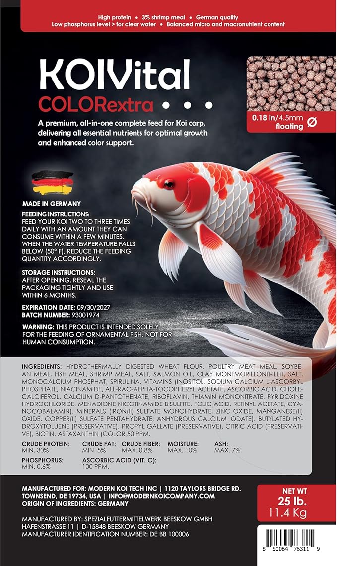 Pack of 8 Color Extra Swim Koi Fish Food of 2.5lb for All Stages of Live Koi Fish - Floating Pellet of Size 4.5mm