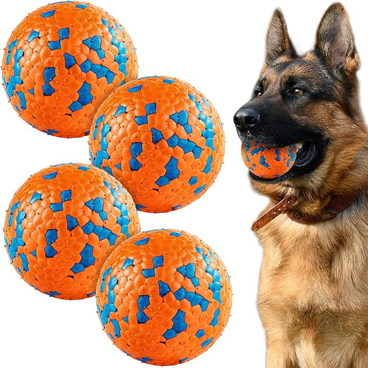 4Pcs Dog Balls, Tennis Balls for Dog Aggressive Chewers, for Large Medium Small Puppy, Training Catch&Fetch, Water Floats Toys, Orange