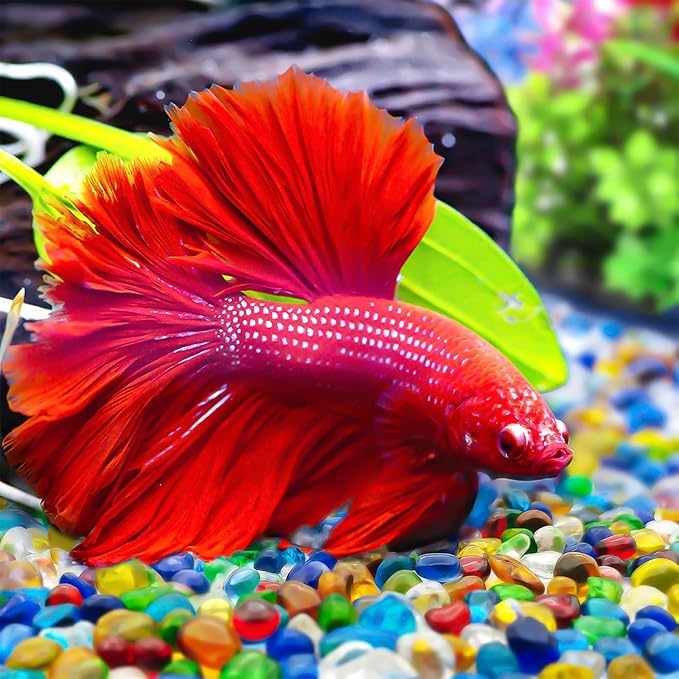 Keedolla Aquarium Glass Pebbles Stones Fish Tank Rocks Gravel, Green Mix Glass Gemstones Fish Bowl Rocks for Vase Fillers, DIY Crafts, Home Decor - 15 Oz, 6-9mm