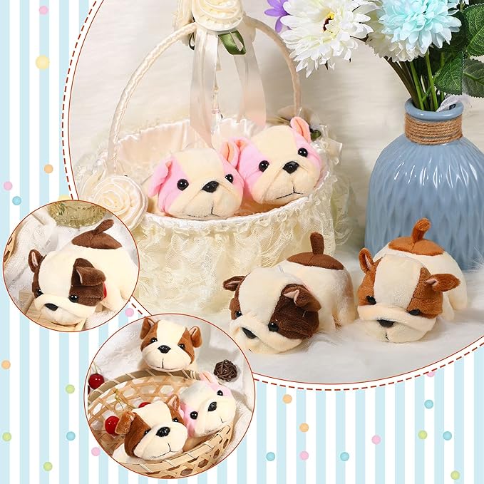 Sumind 9 Pcs 4" 5" Mini Plush Stuffed Dog Party Favor Small Puppy Stuffed Animal Bulk Soft Toy Doll Cute for Kids Gift Graduation Stocking Stuffers Baby Shower Birthday(Fluffy Puppy)