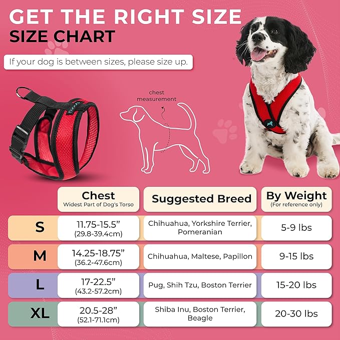 Gooby Comfort X Head in Harness - Red, Large - No Pull Small Dog Harness, Patented Choke-Free X Frame - Perfect on The Go Dog Harness for Medium Dogs No Pull or Small Dogs for Indoor and Outdoor Use