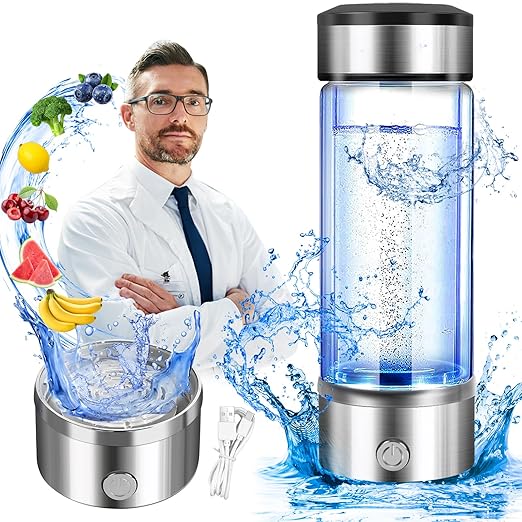 Hydrogen Water Bottle 3 Mins Portable Hydrogen Water Bottle Generator SPE PEM Technology Water Ionizer Gift for Love Suitable for Travel Exercise Home Black Lid