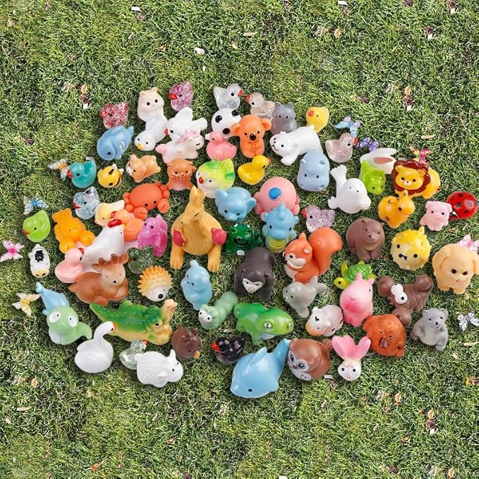 80 Pcs Mini Resin Animals 80 Styles Resin Animals Figurines Bulk for Fairy Garden Miniature Dollhouse Accessories Hide Crafts Decor