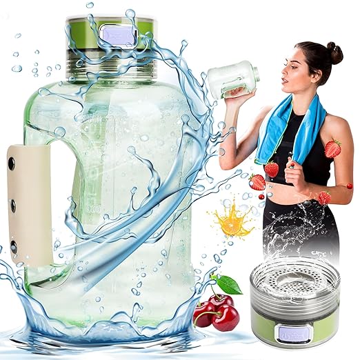 Hydrogen Water Bottle, 50 OZ Portable Hydrogen Water Bottle Generator Machine Hydrogen Rich Ion Hydrogen Water Ionizer for Home Sport Travel Exercise Gift (Green)