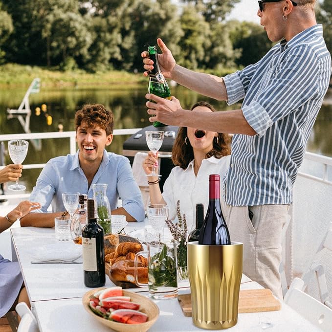 Wine Chiller Bucket Stainless Steel Double Wall Wine Cooler for Bottles Insulated Champagne Beer Ice Bucket for Parties