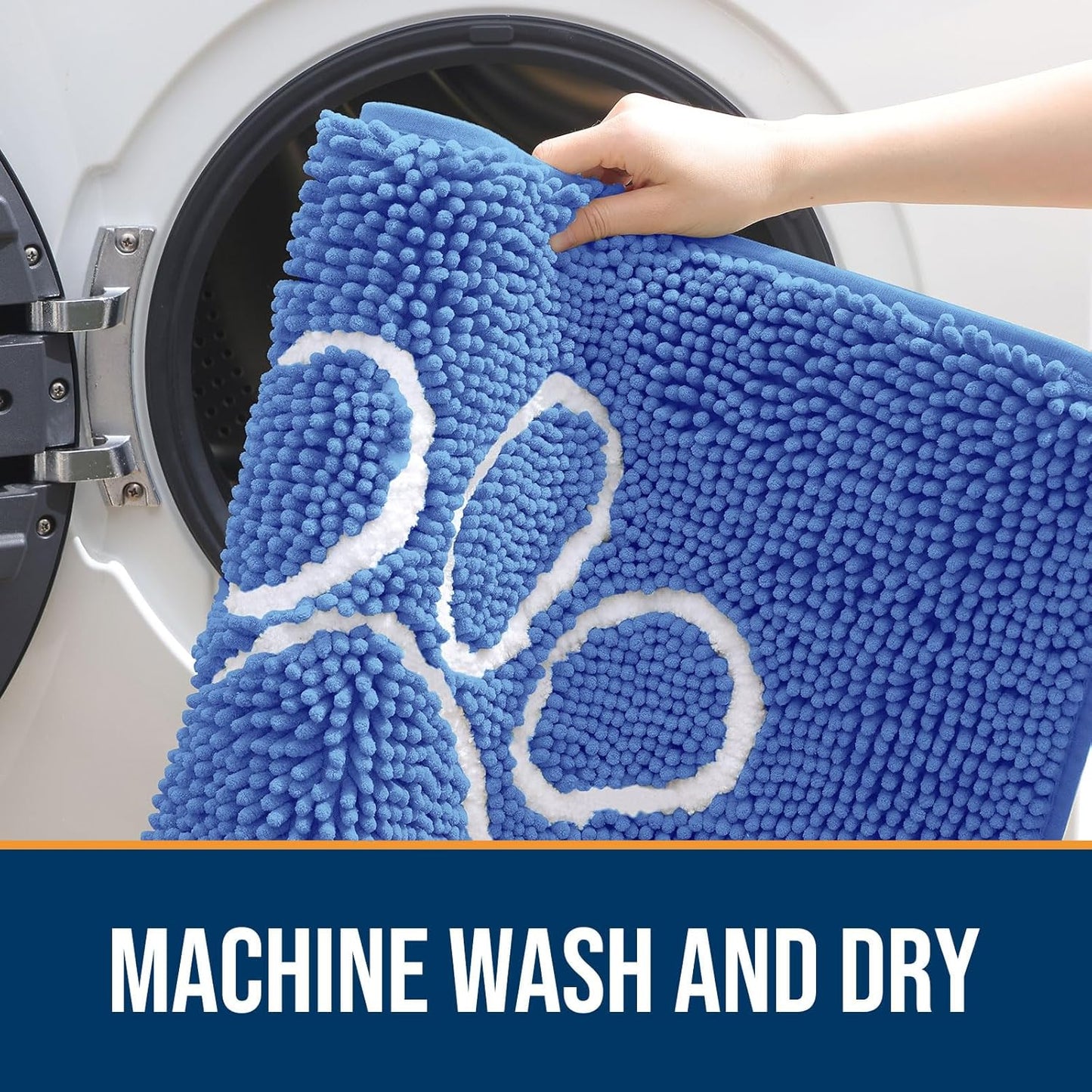 OLANLY Door Mat for Muddy Dog Paws 30x20, Absorbent Chenille Mud Doormat with Paw Print Design, Non-Slip Washable Doormat for Indoor Entryway, Quick-Dry Pet Bed Mats for Dirty Dogs, Cornflower Blue