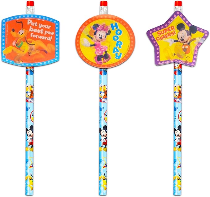 Minnie Mouse Water Bottle Set for Kids – Bundle with 3 Minnie Mouse Drinking Bottles, Mickey Pencil Toppers, Stickers, and More | Minnie Drinking Cups