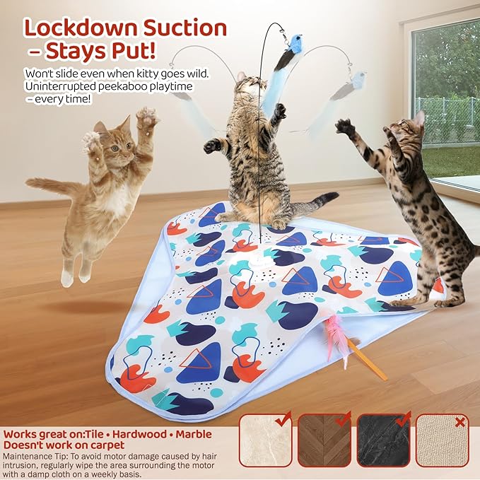Interactive Cat Toys, Hide-and-Seek Automatic Cat Toy, Rechargeable Three-in-One Suitable for Kitten Toys to Interact and Play Automatically, with A Bird-Shaped Cat Toys for Indoor Cats