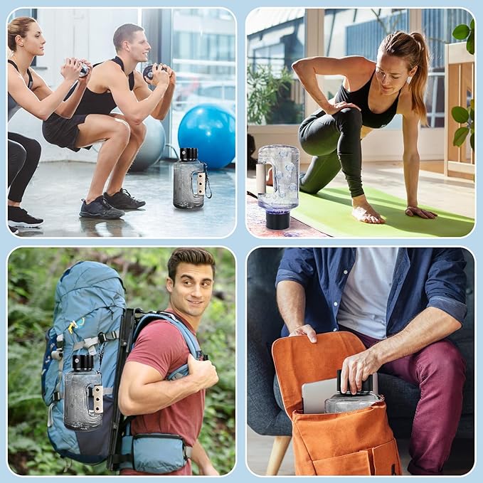 Hydrogen Water Bottle With Portable Foldable Straw, 57OZ/1.5L Large Portable Rechargeable Hydrogen Water Generator with SPE Technology for Home, Office, Travel, Drinking, Outdoor Adventure