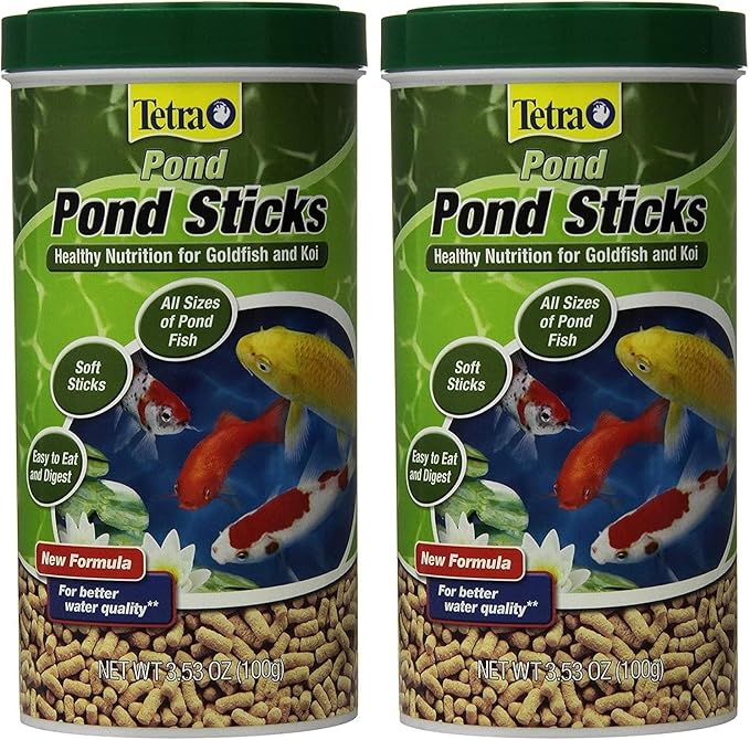 Tetra TetraPond Pond Sticks 3.53 Ounces, Pond Fish Food, for Goldfish and Koi, Pond Pond Sticks, Healthy Nutrition for Goldfish and Koi (Pack of 2)