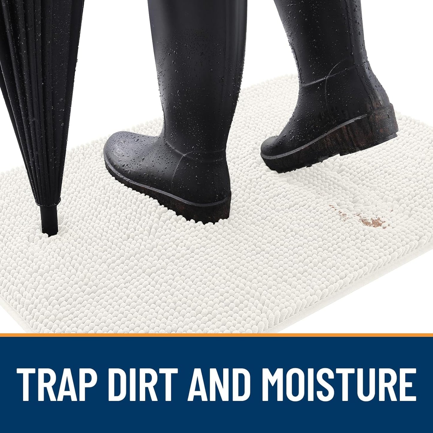 OLANLY Dog Door Mat for Muddy Paws 70x46, Absorbs Moisture and Dirt, Absorbent Non-Slip Washable Doormat, Quick Dry Chenille Mud Mat for Dogs, Entry Indoor Entryway Carpet for Inside Floor, Ivory