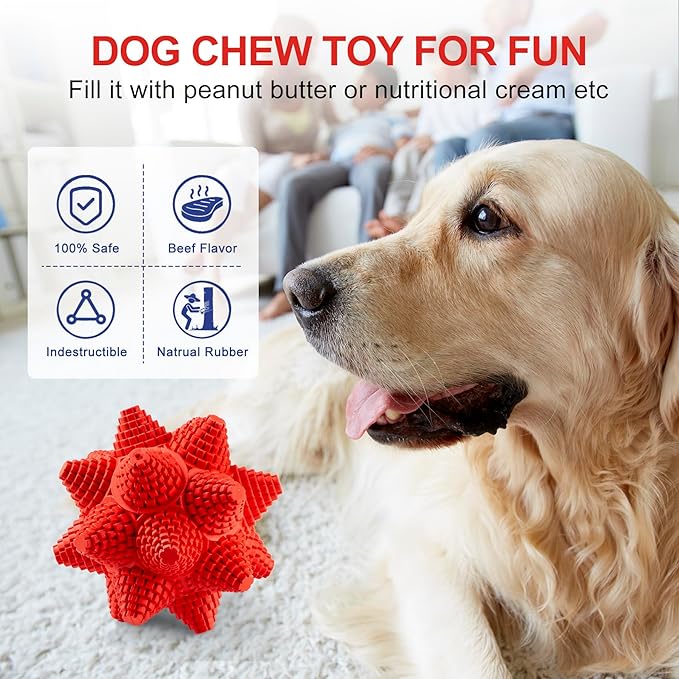 LiuMelinda Dog Chew Toys for Aggressive-Chewers - Indestructible Dog Toy for Aggressive Chewer，Tough Chew Toys for Dogs （Rubber Stacked Star Ball）