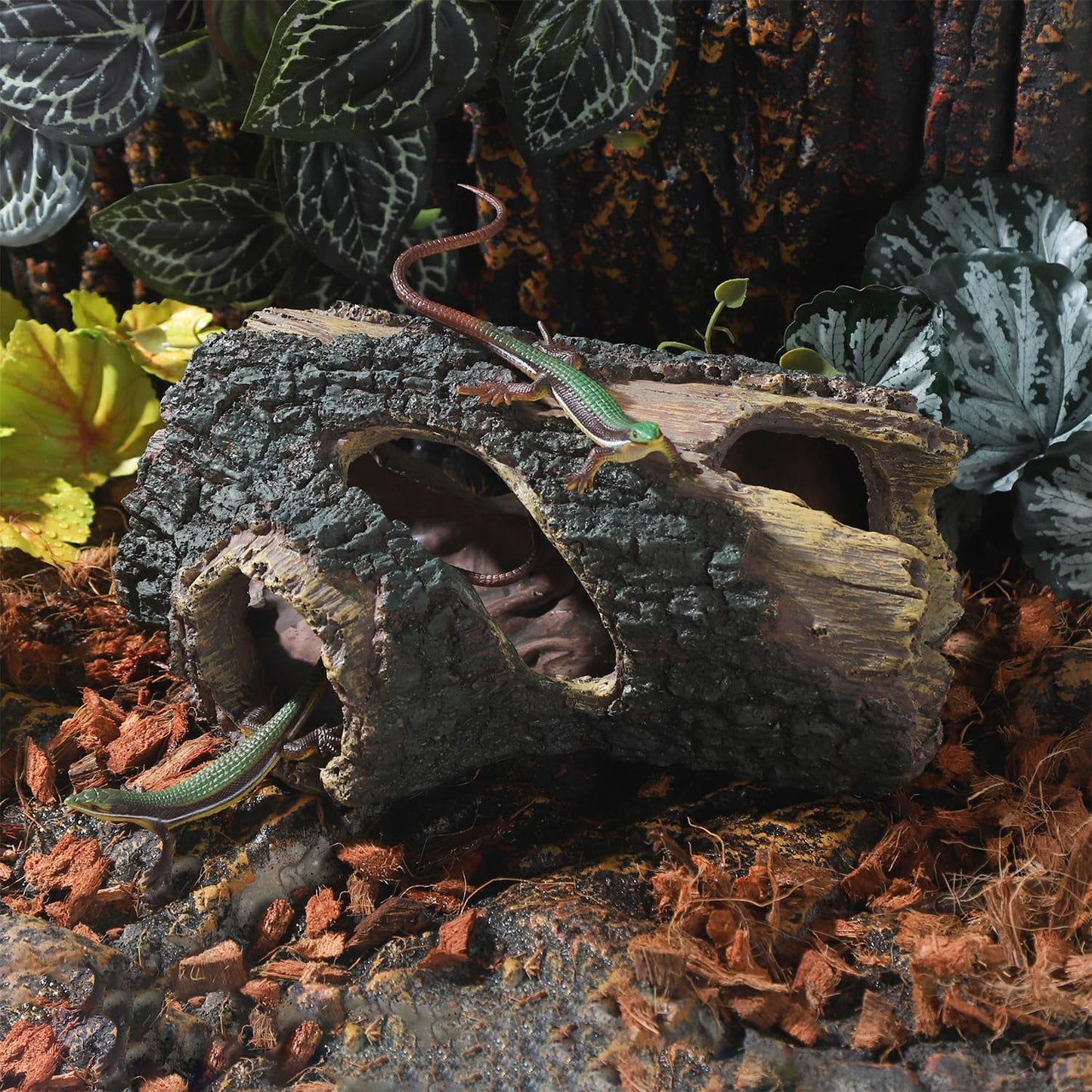 IBWell Aquarium Wood Fish Tank Decorations，Resin Fake Logs Terrarium DÉCor, Reptile Hide Aquarium Hideout for Fish Cave, Small Turtles, to 20 Gallon Tank