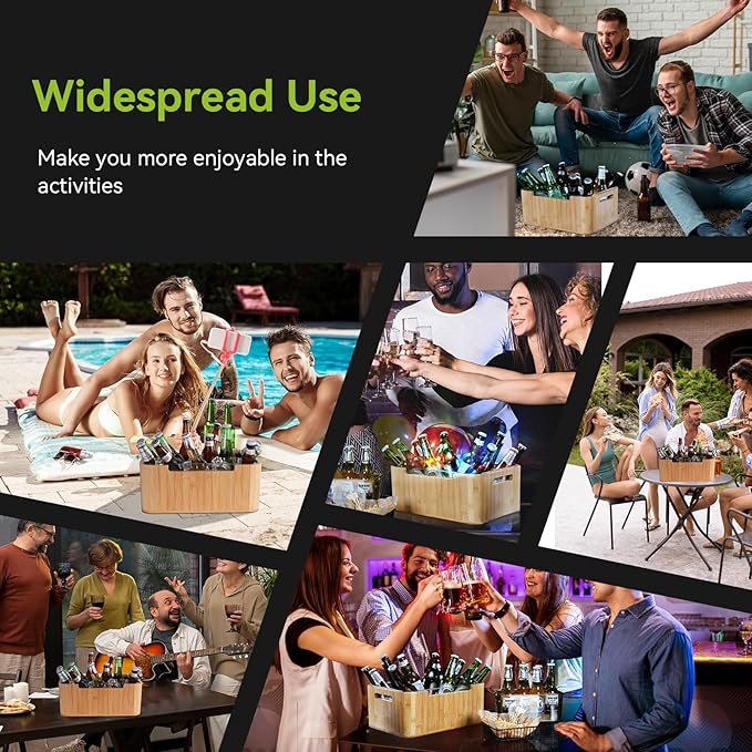 Ice Bucket Kit, 12L Capacity, Double-Layer Insulated, Keeps Ice Cold for Long Time, Includes 5L, 3.5L PET Ice Buckets, Ice Scoop, and 3 awesome colorful lights, Perfect for Parties