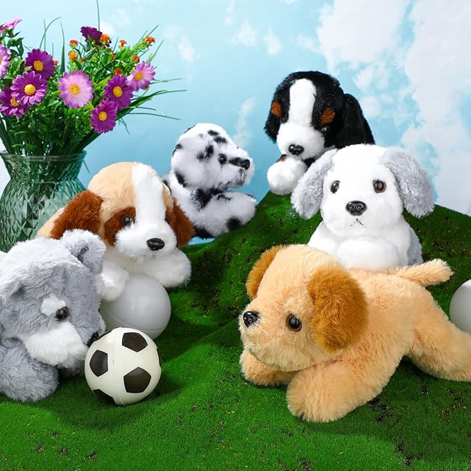 6 Pcs 8 Inch Stuffed Animal Plush Dog Puppy Soft Plush Pillow Toy Fluffy Puppy Set for Kids Girls Dog Theme Party Favor Birthday Baby Room Home Decor(Mixed Style,Mixed Color)