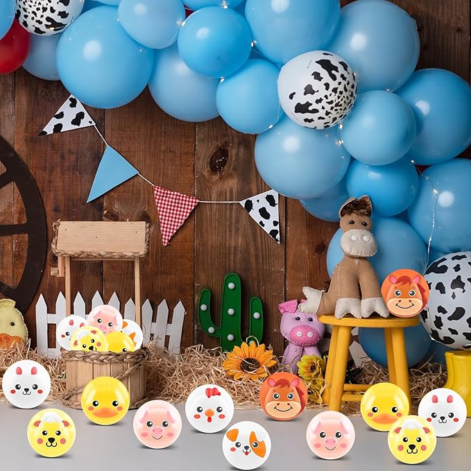 HyDren 24 Pcs Animal Stress Balls Bulk 2'' Cute Farm Animal Party Favors Baby Shower Squeeze Ball Mini Foam Stress Fidget Toys with Bag for Kids Adults Christmas Birthday School Gift, 8 Styles