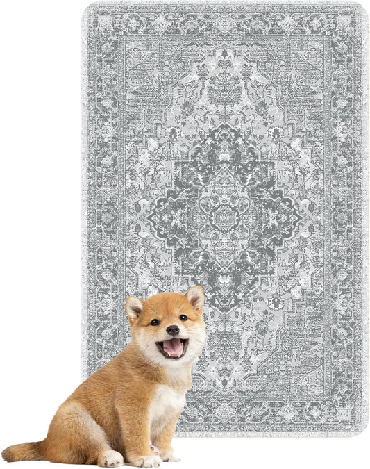 nunubaby 4PACK Washable Pee Pads for Dogs, Stylish, Non-Slip and Leak-Proof Pee Pads. Reusable Potty Pads for Dogs for Crates and Floors.(Gray/Geo, 24" x36")