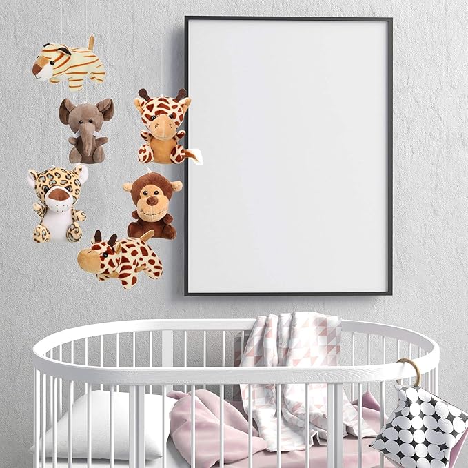 Sumind 12 Pieces Mini Stuffed Forest Animals Jungle Animal Plush Toys 4.8 Inch Cute Elephant Lion Giraffe Tiger Plush for Animal Themed Parties Achievement(Sitting, Lying)