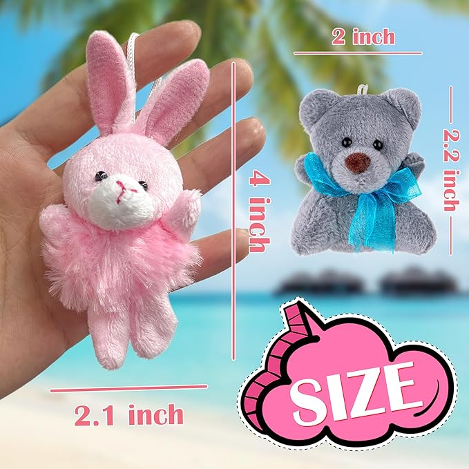 Sofier 12 Packs Mini Stuffed Animals Bulk Party Favors for Kids Treasure Box Toys Classroom Plush Toys Claw Machine Cute Key Chains Carnival Prizes Small Valentine Halloween Stocking